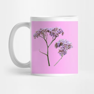 Purple flowers with a baby pink background Mug